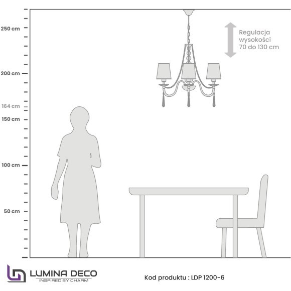 Хрустальная подвесная люстра Lumina Deco Fabione LDP 1200-6 F.GD