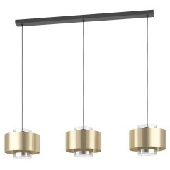 390067 DUGLIA Подвесная потолочная люстра с тремя лампами E27, 120Вт, металл, стекло, черный, золотой 390067 DUGLIA Подвесная потолочная люстра с тремя лампами E27, 120Вт, металл, стекло, черный, золотой