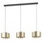 390067 DUGLIA Подвесная потолочная люстра с тремя лампами E27, 120Вт, металл, стекло, черный, золотой
