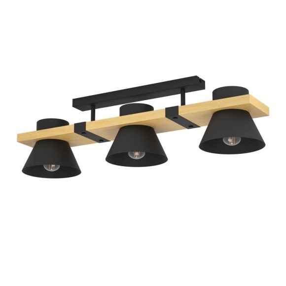 43955 Потолочный светильник MACCLES, 3X15W (E27), L780, B180, H205, сталь, дерево, черный, коричневый 43955 Потолочный светильник MACCLES, 3X15W (E27), L780, B180, H205, сталь, дерево, черный, коричневый