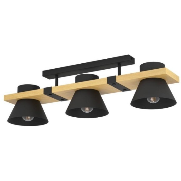 43955 Потолочный светильник MACCLES, 3X15W (E27), L780, B180, H205, сталь, дерево, черный, коричневый 43955 Потолочный светильник MACCLES, 3X15W (E27), L780, B180, H205, сталь, дерево, черный, коричневый