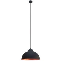 49247 Подвес TRURO 2, 1х60W (E27), ?370, H1100, сталь, черный, медный