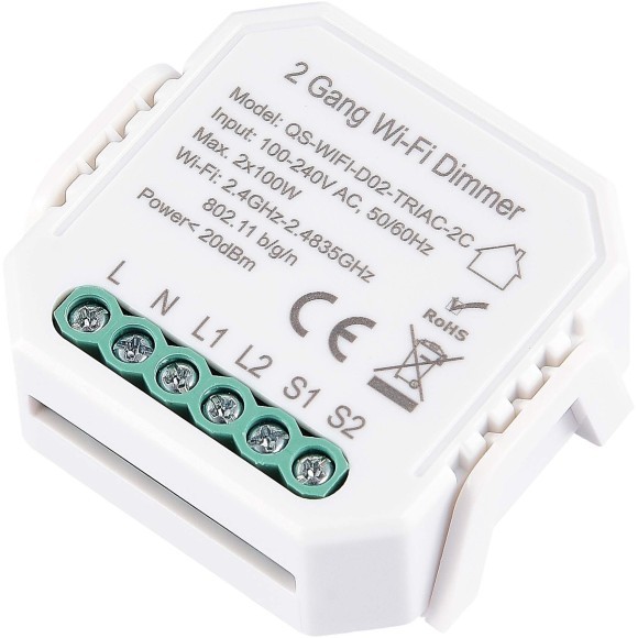 ST9000.500.02CDIM WI-FI диммируемое реле 2 канала 2x100W, IP20, L46xW46xH18, 230V, Белый AROUND