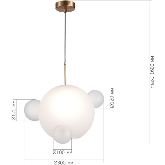SL1133.503.01 Светильник подвесной ST-Luce Латунь/Белый E27 1*60W BOPONE