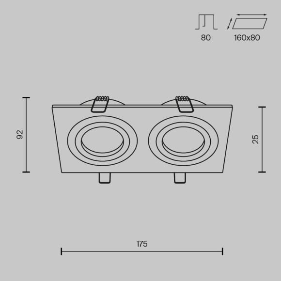 Встраиваемый светильник Maytoni DL024-2-02W Atom под лампы 2xGU10 50W