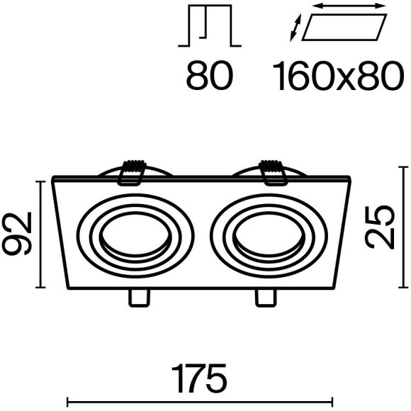 Встраиваемый светильник Maytoni DL024-2-02W Atom под лампы 2xGU10 50W
