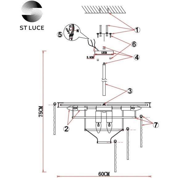 SL1230.102.08 Люстра потолочная ST-Luce Никель/Прозрачный E14 8*60W STABIA SL1230.102.08 Люстра потолочная ST-Luce Никель/Прозрачный E14 8*60W STABIA