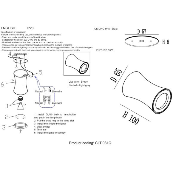 Светильник потолочный Crystal Lux CLT 031C WH 1400/151