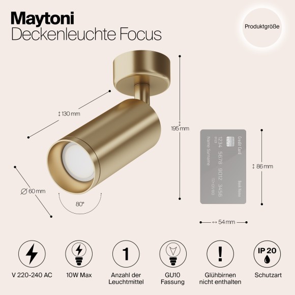 Накладной потолочный светильник Maytoni C017CW-01MG FOCUS под лампу 1xGU10 50W