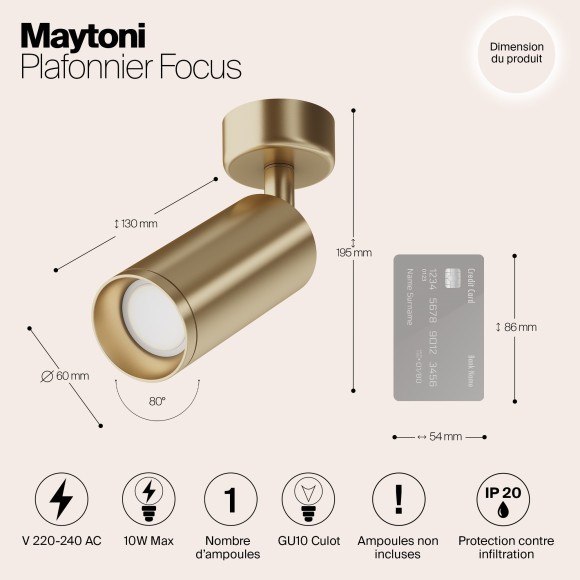 Накладной потолочный светильник Maytoni C017CW-01MG FOCUS под лампу 1xGU10 50W