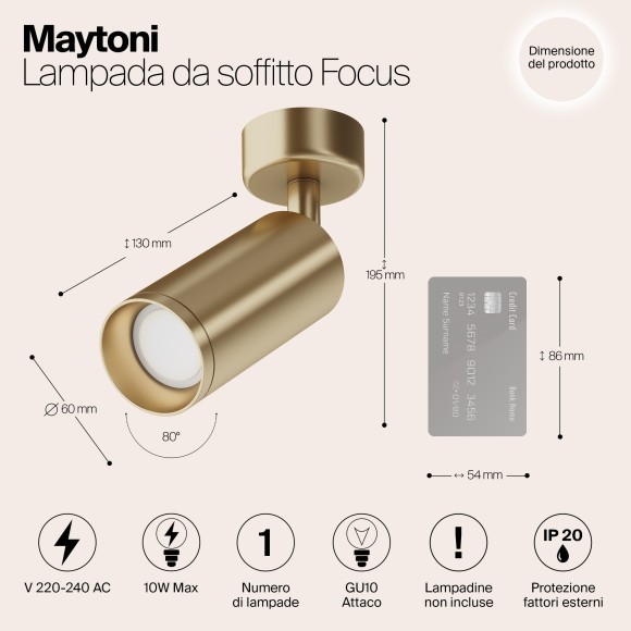 Накладной потолочный светильник Maytoni C017CW-01MG FOCUS под лампу 1xGU10 50W