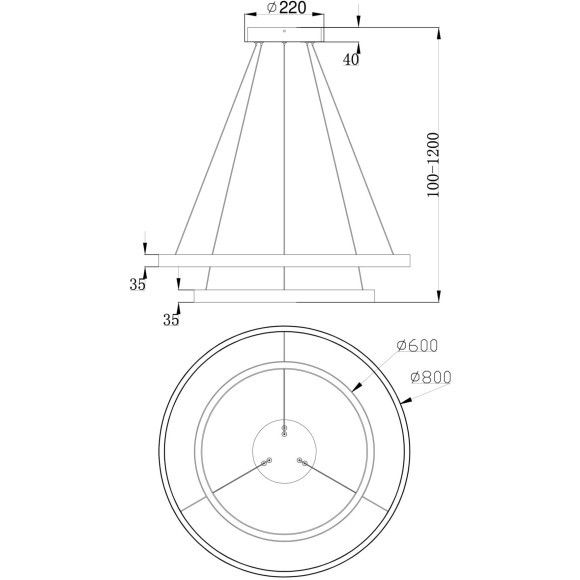 Подвесной светильник Maytoni Rim LED 4000K Ra90 Lm2150 220V  MOD058PL-L74B4K