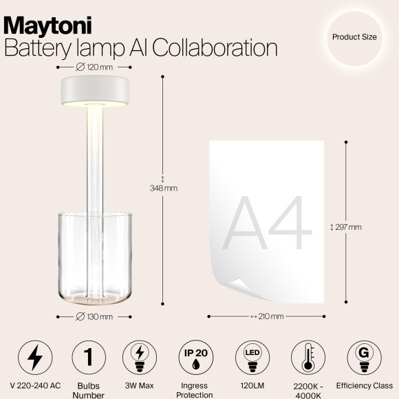 Аккумуляторный светильник Maytoni MOD229TL-L3W3K1 Аккумуляторный светильник Maytoni MOD229TL-L3W3K1