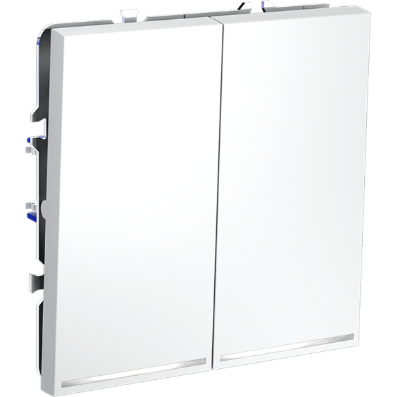 Выключатель встраиваемый VOLTUM S70 двухклавишный с подсветкой 10А, (белый матовый)