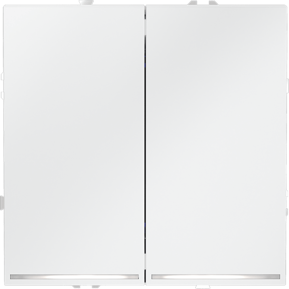 Выключатель встраиваемый VOLTUM S70 двухклавишный с подсветкой 10А, (белый матовый)