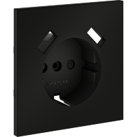 Накладка для розетки с заземлением и защитными шторками, с USB A+A, S70 (черный матовый)