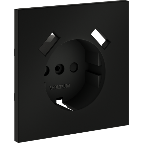 Накладка для розетки с заземлением и защитными шторками, с USB A+A, S70 (черный матовый)