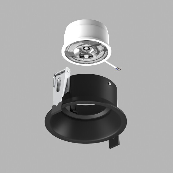 Lightstar 214607-SOLO Черный круглый встраиваемый светильник с углублением, диаметром 8.3 см, под лампу GU10, GU5.3 или LED модуль формата MR16, цоколи не идут в комплекте