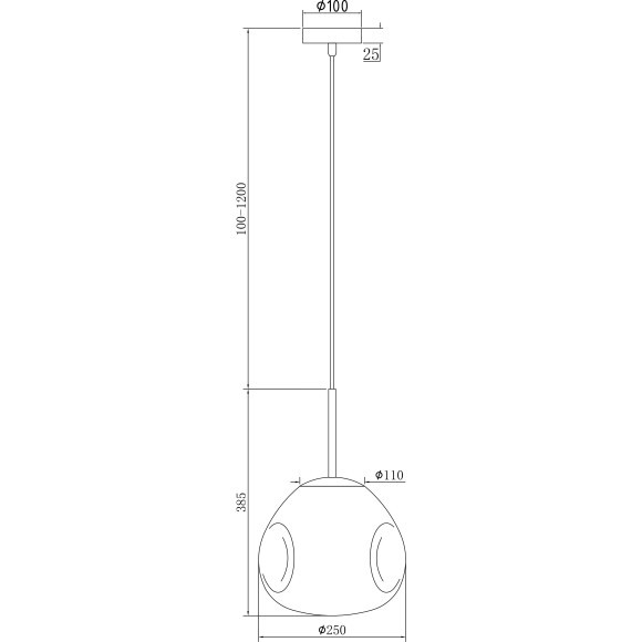 Подвесной светильник с 1 плафоном Maytoni P014PL-01G Mabell под лампу 1xE27 60W