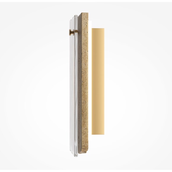 Maytoni Ventana MOD523WL-L15BG3K Светильник настенный светодиодный, основание из натурального камня (травертин), металл латунь, стекло прозрачное LED 15Вт 3000K 750Лм CRI90 120° IP20 220В