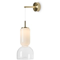 Freya Ore FR5636WL-L6G Дизайнерское настенное LED-бра в стиле модерн, 6 Вт, 3000К, CRI 80, 400 лм, 120°, 220В, металл латунь, плафон белое стекло, без выключателя на корпусе, габариты 580x200x130 мм