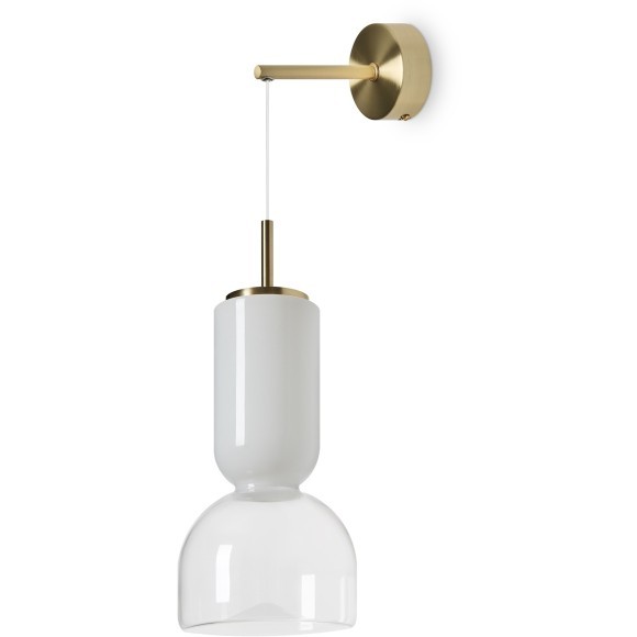 Freya Ore FR5636WL-L6G Дизайнерское настенное LED-бра в стиле модерн, 6 Вт, 3000К, CRI 80, 400 лм, 120°, 220В, металл латунь, плафон белое стекло, без выключателя на корпусе, габариты 580x200x130 мм
