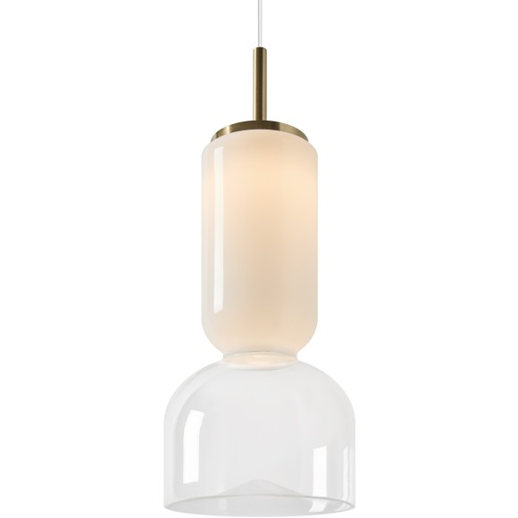 Freya Ore FR5636WL-L6G Дизайнерское настенное LED-бра в стиле модерн, 6 Вт, 3000К, CRI 80, 400 лм, 120°, 220В, металл латунь, плафон белое стекло, без выключателя на корпусе, габариты 580x200x130 мм