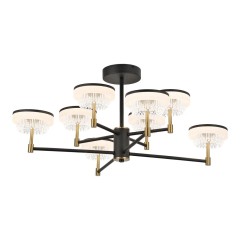 LSP-7484 Lussole LINDENHURST черная потолочная люстра с белыми акриловыми плафонами, встроенный LED 56 Вт, 4000 К, 4480 Лм, IP20