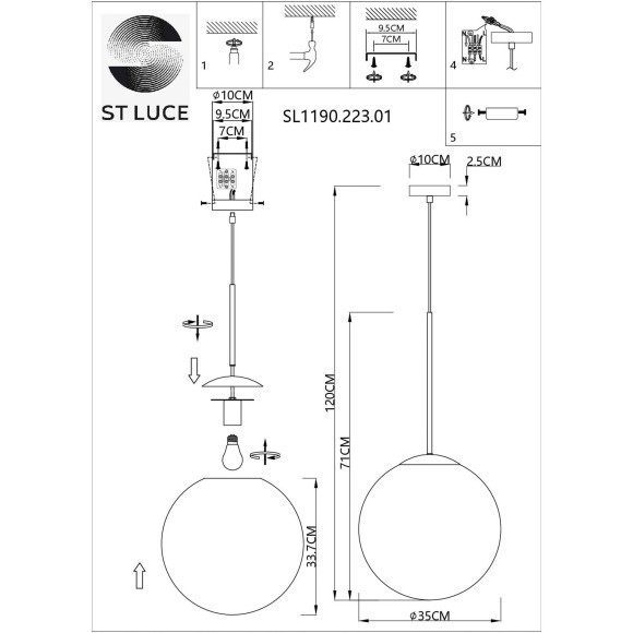 SL1190.223.01 Подвес ST-Luce Золотистый/Прозрачно-белый E27 1*60W CASSIUS