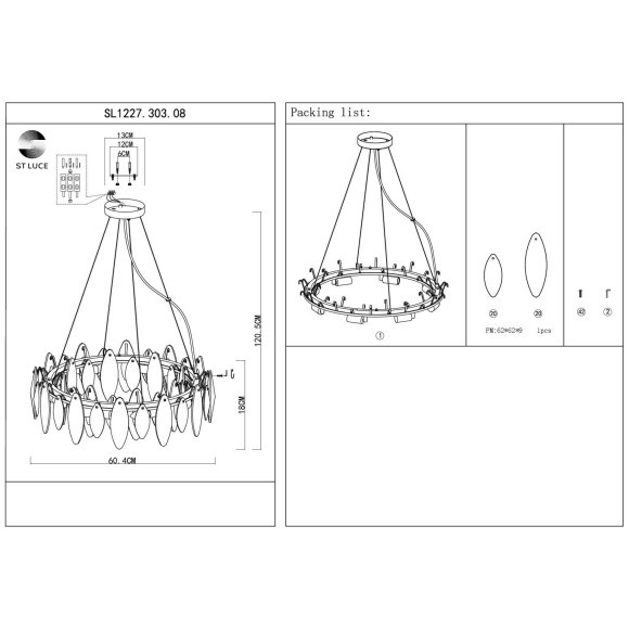SL1227.303.08 Люстра подвесная ST-Luce Латунь/Прозрачный E14 8*40W ANCONA