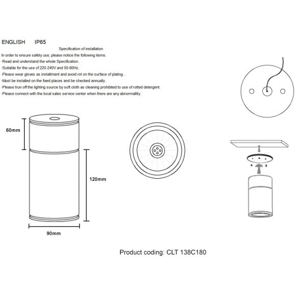 Светильник потолочный Crystal Lux CLT 138C180 WH