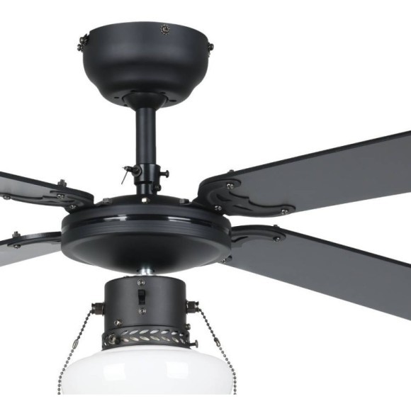 35122 Вентилятор потолочный со светильником с двусторонними лопостями FORTALEZA, 60W (E27), ?1066, сталь, черный