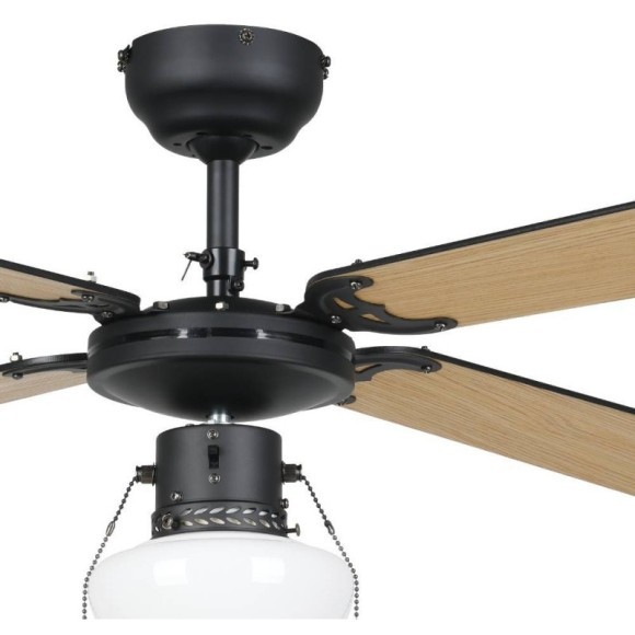 35122 Вентилятор потолочный со светильником с двусторонними лопостями FORTALEZA, 60W (E27), ?1066, сталь, черный