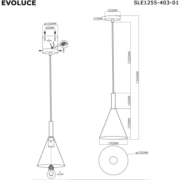 SLE1255-403-01 Светильник подвесной Черный/Черный E27 1*40W ARKET