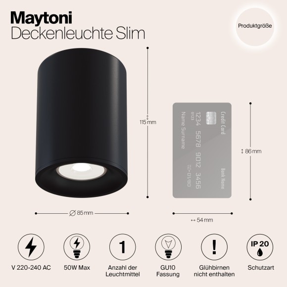 Накладной потолочный светильник Maytoni C012CL-01B Slim под лампу 1xGU10 50W Накладной потолочный светильник Maytoni C012CL-01B Slim под лампу 1xGU10 50W