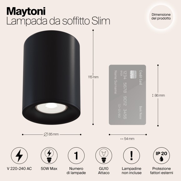 Накладной потолочный светильник Maytoni C012CL-01B Slim под лампу 1xGU10 50W Накладной потолочный светильник Maytoni C012CL-01B Slim под лампу 1xGU10 50W