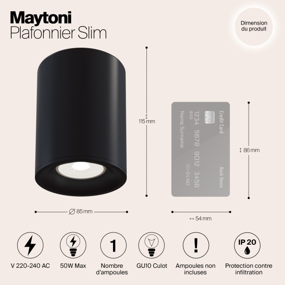 Накладной потолочный светильник Maytoni C012CL-01B Slim под лампу 1xGU10 50W Накладной потолочный светильник Maytoni C012CL-01B Slim под лампу 1xGU10 50W