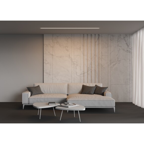 Maytoni Technical LL313007 Встраиваемый современный профильный линейный светодиодный светильник длиной 200 см, серебристый алюминий, белый рассеиватель, 2000x50x35мм, LED 20Вт 3000K 3000Лм CRI90 120° IP33 220V