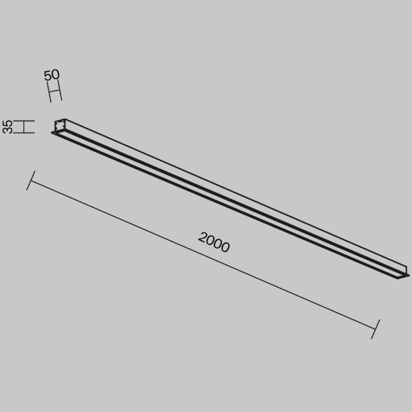 Maytoni Technical LL313007 Встраиваемый современный профильный линейный светодиодный светильник длиной 200 см, серебристый алюминий, белый рассеиватель, 2000x50x35мм, LED 20Вт 3000K 3000Лм CRI90 120° IP33 220V