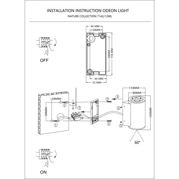 7142/12WL Настенный светильник Odeon Light NATURE IP65 LED 12W Ra80 515Лм 60° 3000K 85-265V LONG