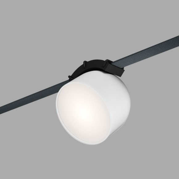 DK5642-WH+BK Поворотный светильник для трека-ремня Belty Smart, серия Spot, со светодиодом, D100*H107мм, 48V DC, 12W, RA90, 120°, 3000-5700K, IP20, белый с черным, алюминий