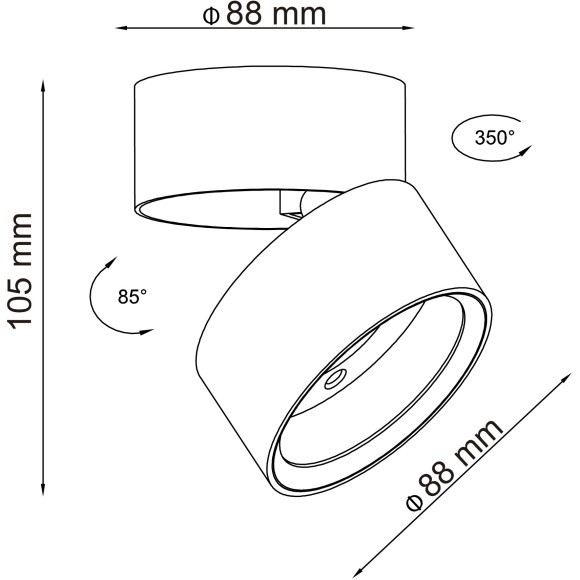 ST651.442.14 ST Luce Светильник потолочный, LED, 4000K 1х14W, 1 100Lm, Ra90, IP20, D105xH8, поворотный черный, угол 120° ST651.442.14 ST Luce Светильник потолочный, LED, 4000K 1х14W, 1 100Lm, Ra90, IP20, D105xH8, поворотный черный, угол 120°