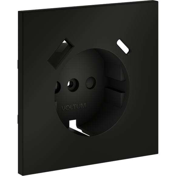 Накладка для розетки с заземлением и защитными шторками, с USB A+C, S70 (черный матовый)