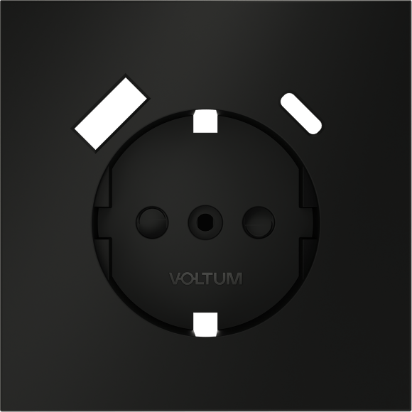 Накладка для розетки с заземлением и защитными шторками, с USB A+C, S70 (черный матовый)