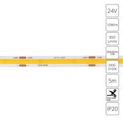 A2432008-01-3K Светодиодная лента 24В 10Вт/м 850Лм/м 3000К CRI 90+ 8мм COB 320шт/м 5м IP20