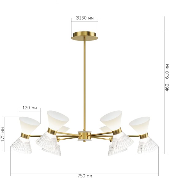 SL2004.303.12 Светильник подвесной ST-Luce латунь/прозрачный, белый, латунь G9 LED 12*5W SPIRIT