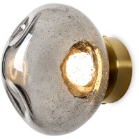 Freya Mote FR5601WL-01GR Светильник светодиодный настенно-потолочный, основание латунь, плафон дымчатое стекло нестандартной формы с вкраплениями, CCT перекл. цветовой температуры LED 5Вт 2700-3000-4000K 350Лм CRI80 180° IP20 220V