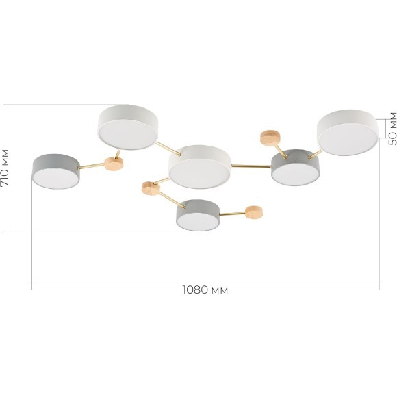 SLE600102-06 Светильник потолочный Золотистый, Светлое дерево/Белый, Серый LED 6*15W 4000K DOSSENA