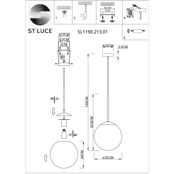 SL1190.213.01 Подвес ST-Luce Золотистый/Прозрачно-белый E27 1*60W CASSIUS
