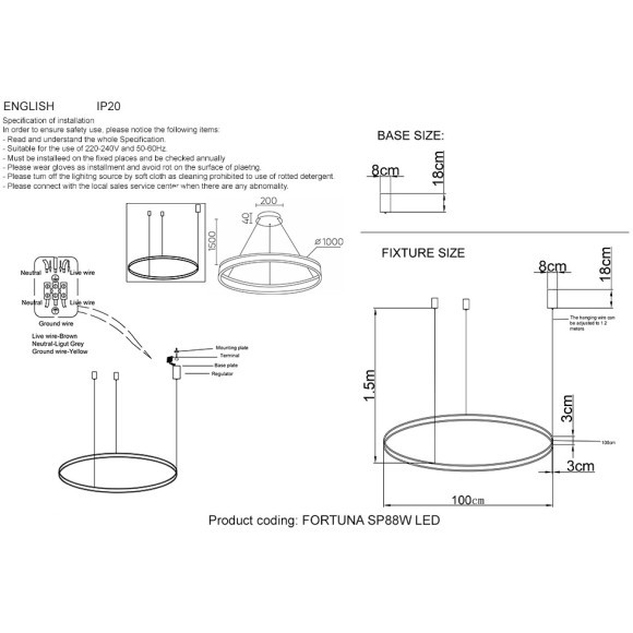 Люстра Crystal Lux FORTUNA SP88W LED BLACK